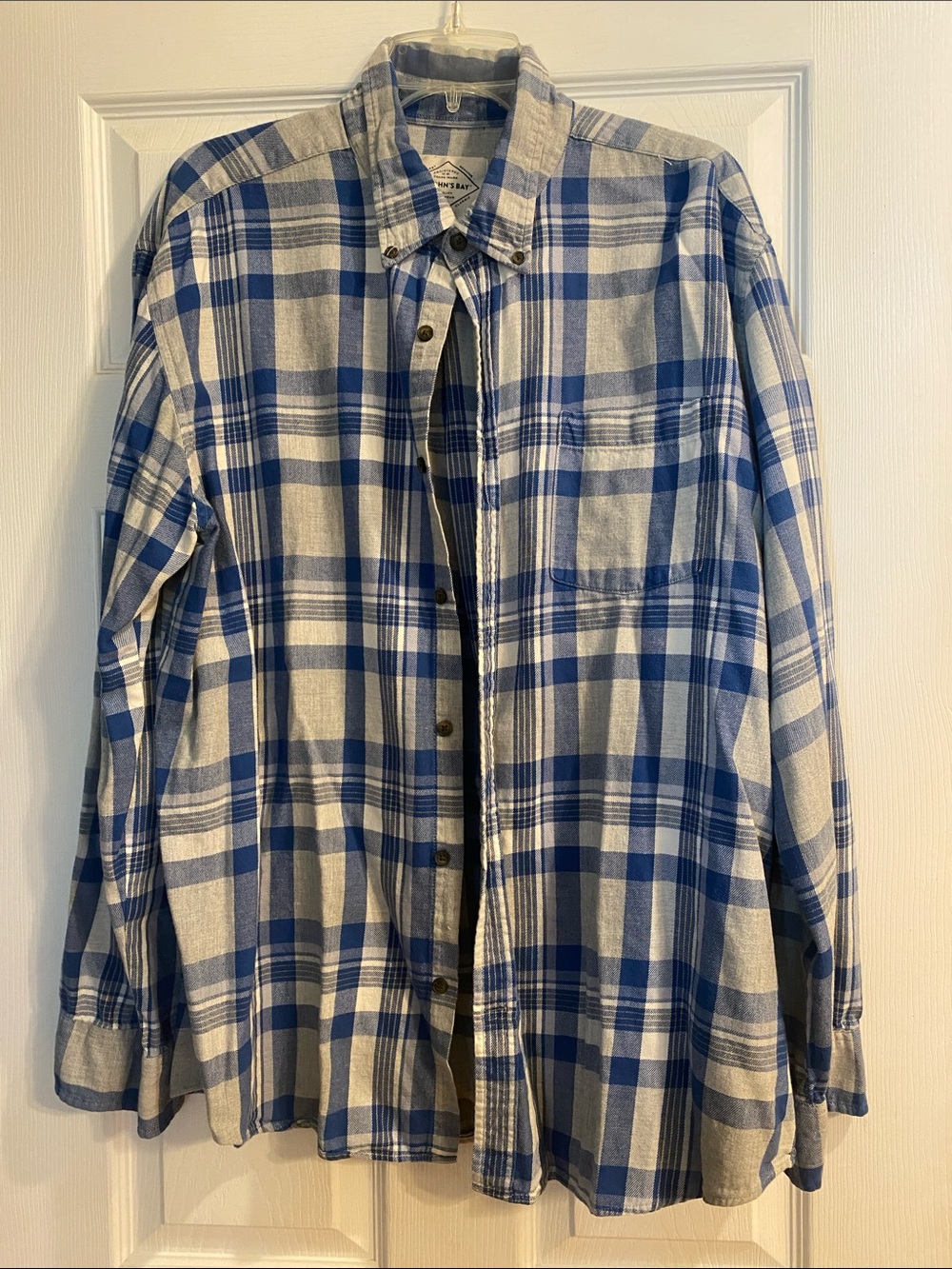 St. John's Bay Blue & White Plaid Button-Down Shirt